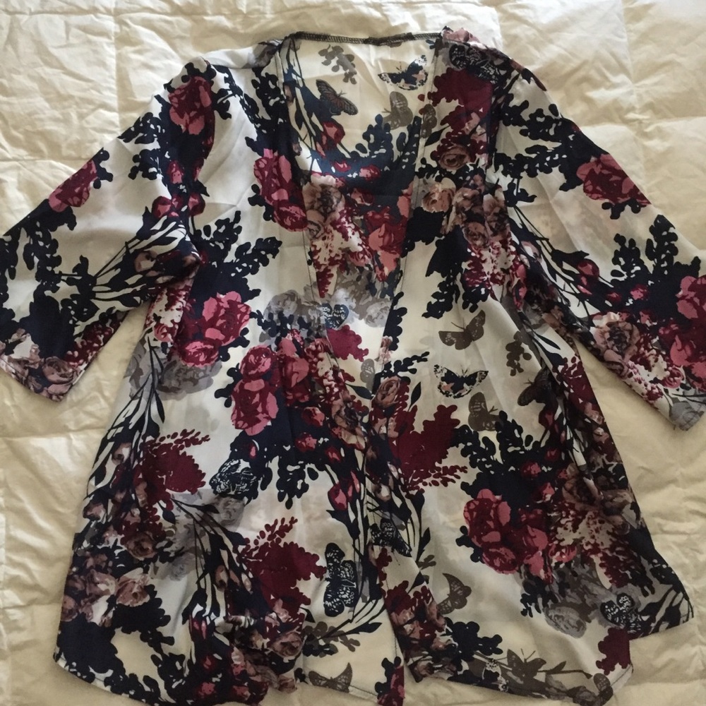 Floral kimono burgundy USA